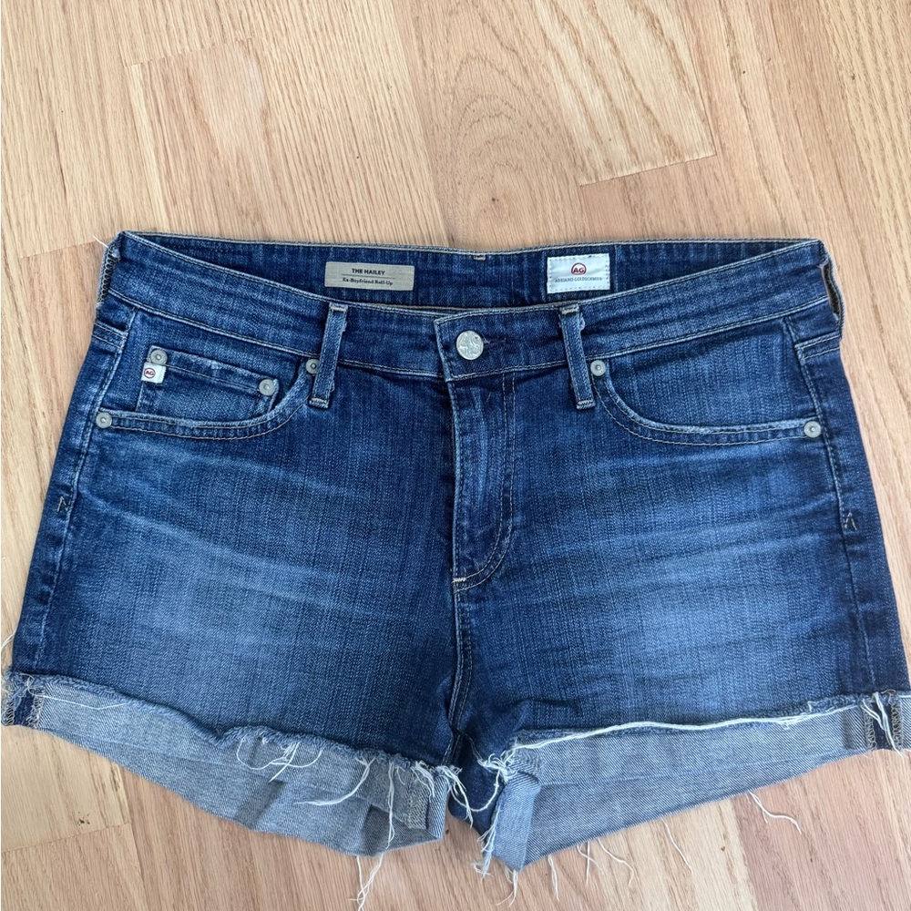Ag Adriano Goldschmied Blue Jean Shorts with Rolled Hems